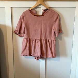 Dusty pink lose peplum top